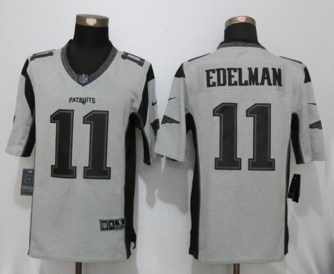 New Nike New England Patriots #11 Edelman Nike Gridiron Gray II Limited Jersey